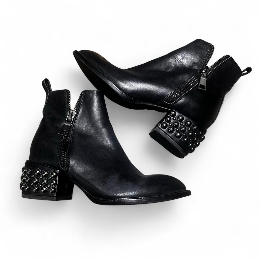 Jeffrey Campbell Boone Black Ankle Boots with Studded Heels